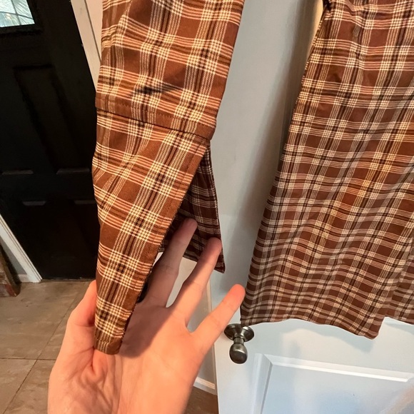 Plaid Brown Women's Dress - Picture 4 of 9